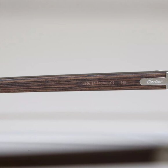 Cartier C Decor Wood Rimless Sunglasses Silver purple Gradient - Picture 8 of 13